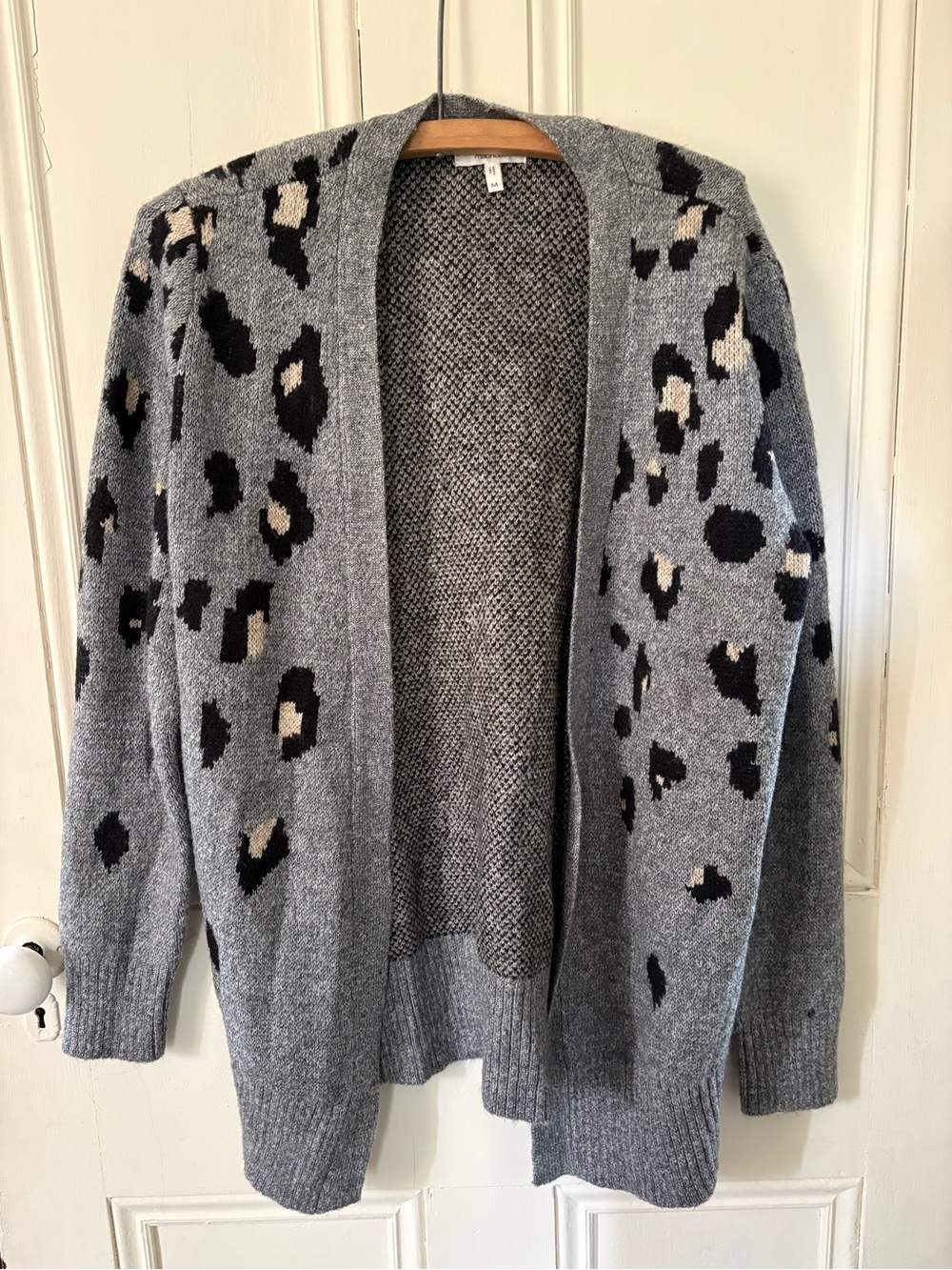 Maurices Gray Leopard-Print Open Cardigan